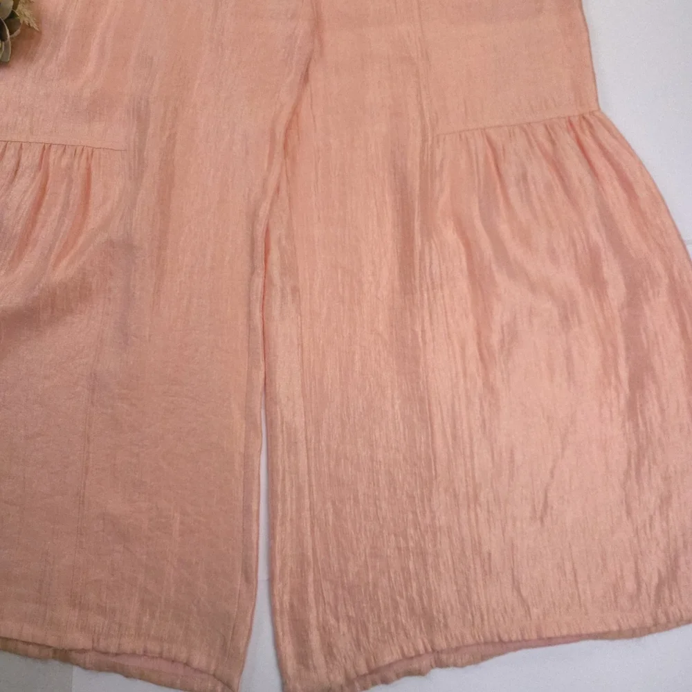 Current Air Anthropologie Peach Shimmer Wide-Leg Rayon Women's Pants Sz L - Picture 12 of 15